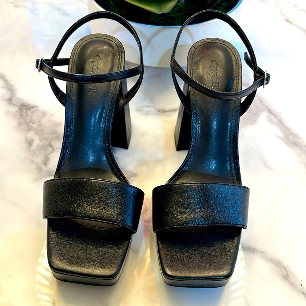 Open Edit Chunky Heel Black Heels